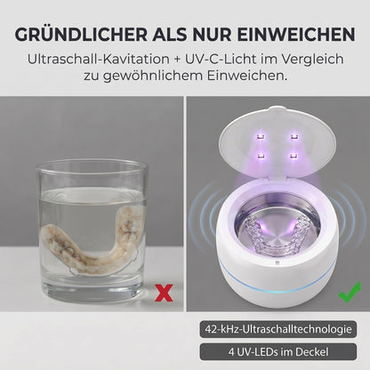 Ultraschallreiniger für Zahnspangen und Aligner mit UVC-Lampe, 42 kHz, Zyklus 5 oder 10 Minuten