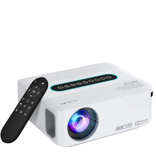 4K & 8K Support Beamer mit 5G WiFi, Bluetooth, 1080P HD, 8000+ Apps, Dolby Sound Smart Portable Beamer mit Tasche