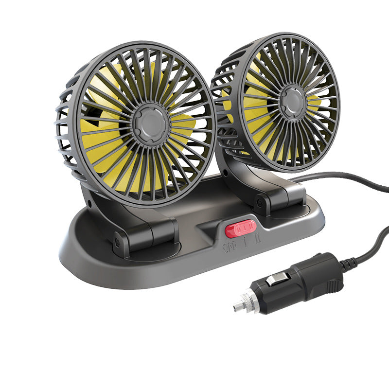 Doppellüfter für das Auto – 360° Rotation, 12V/24V/USB, leise