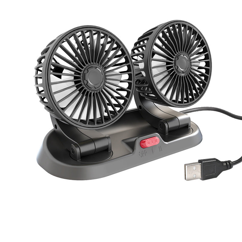 Doppellüfter für das Auto – 360° Rotation, 12V/24V/USB, leise