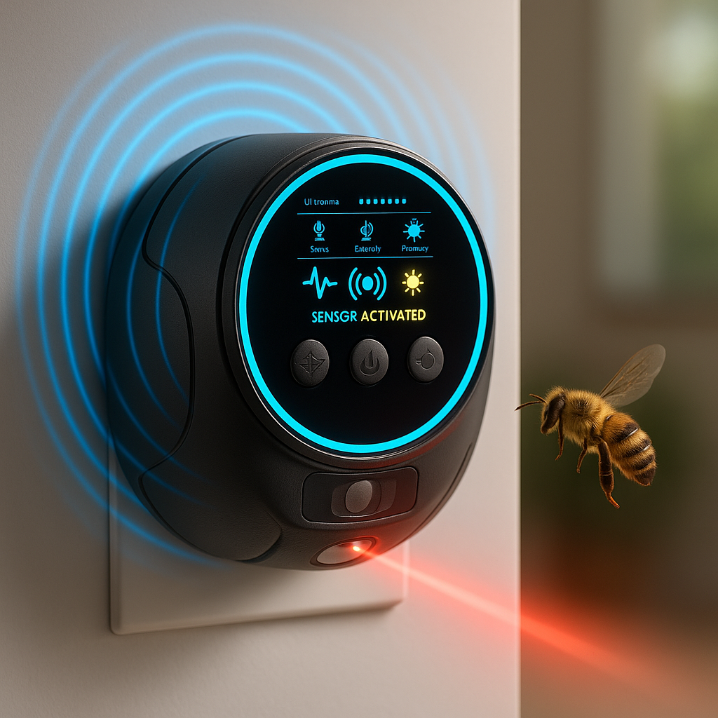 Répulsif ultrasonique contre les guêpes, les abeilles et les souris | Noir ou blanc | À brancher | PestWave