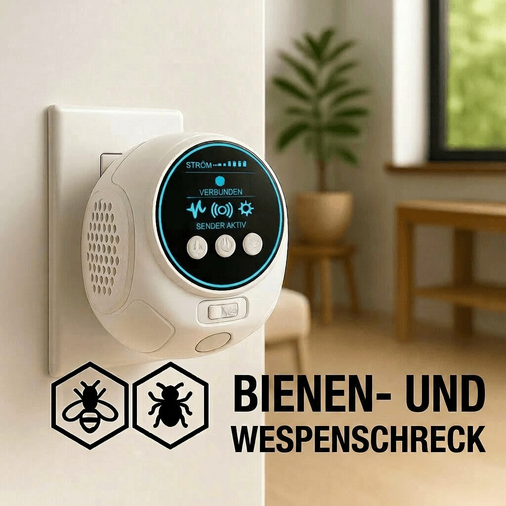 Répulsif ultrasonique contre les guêpes, les abeilles et les souris | Noir ou blanc | À brancher | PestWave